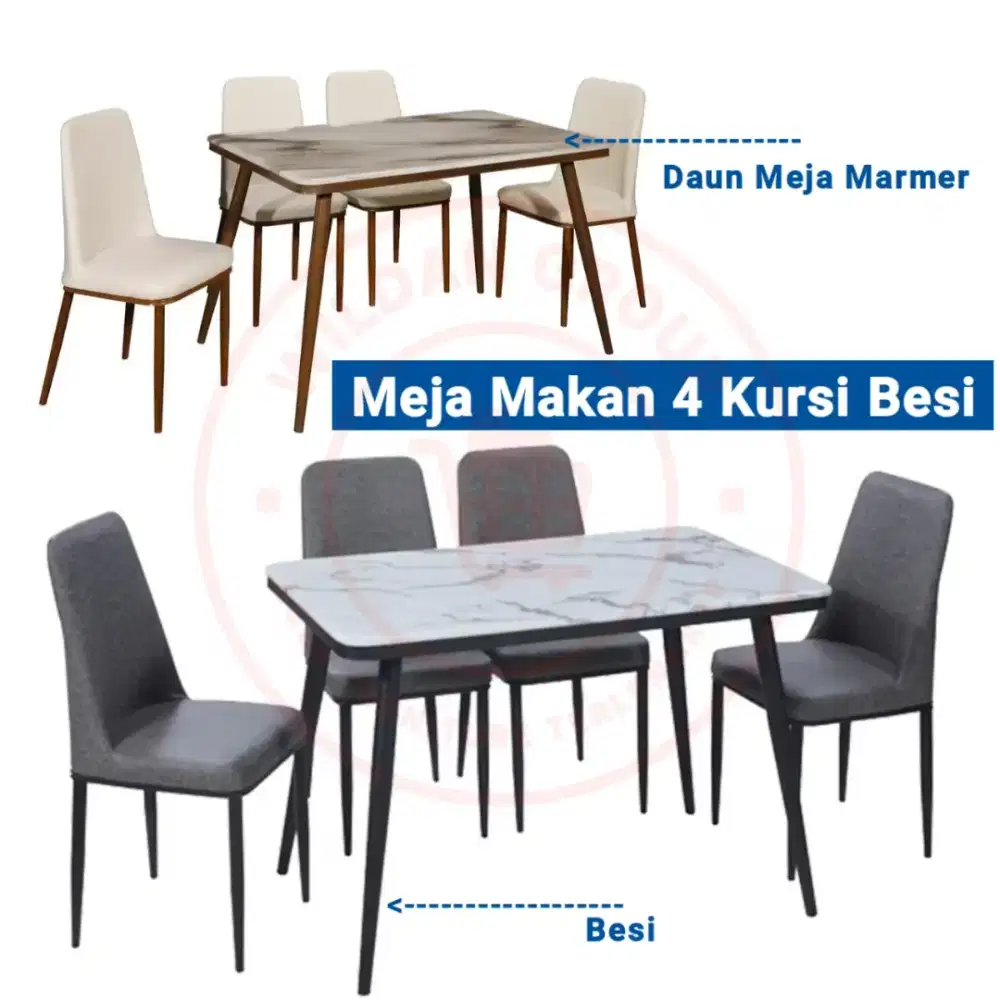 Meja Makan 4 Kursi Besi
