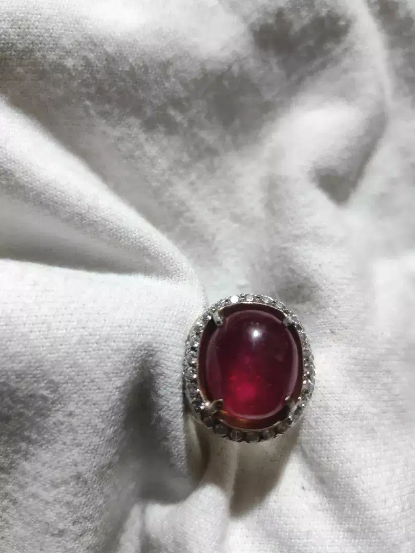 cincin batu permara Ruby kristal natural