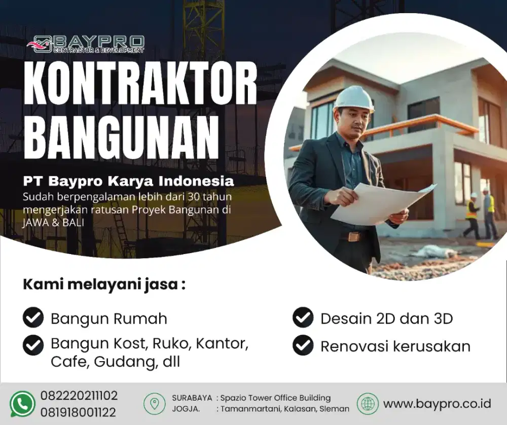 JASA BANGUN RUMAH, KOST, RUKO, KANTOR, GUDANG | KONTRAKTOR BANGUNAN