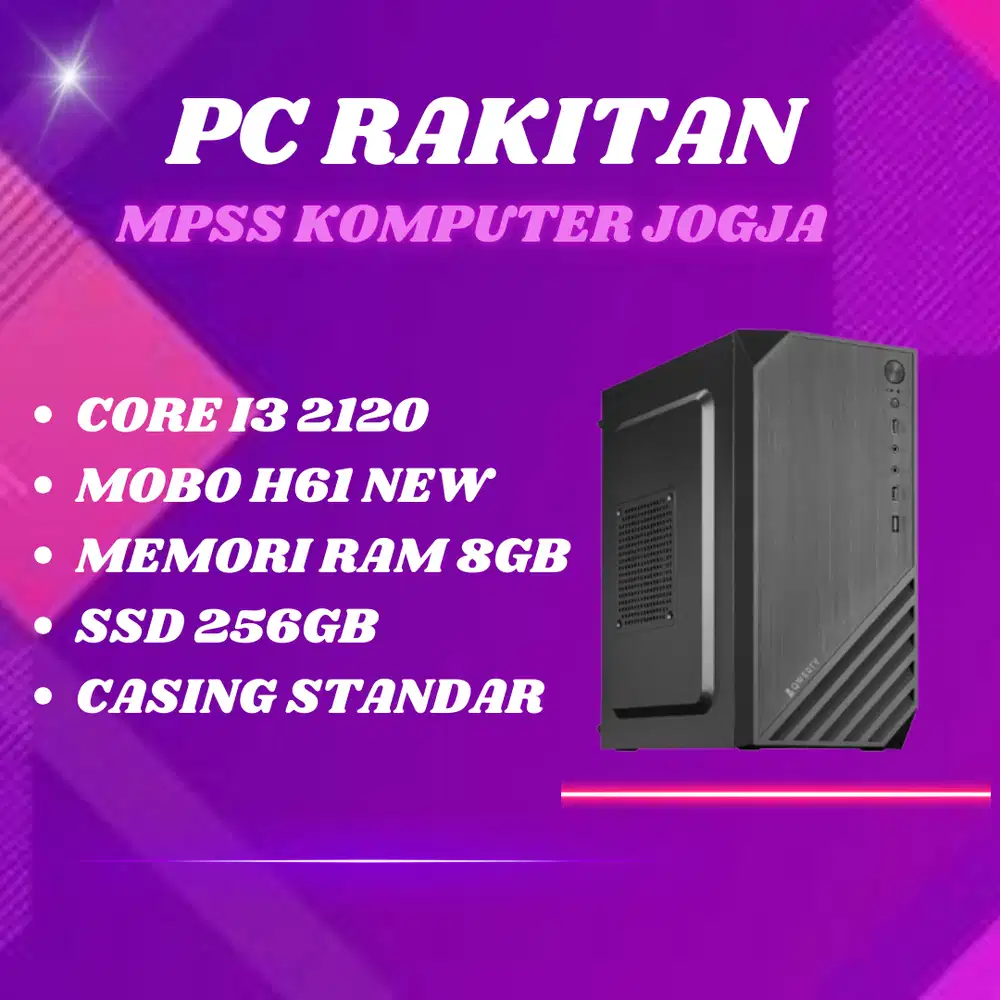 Paket PC Komputer CPU Rakitan Core I3 2120 RAM 8GB Casing Standar