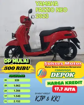 YAMAHA FAZZIO NEO TAHUN 2023 merah plat f cash / kredit km low 7 ribu