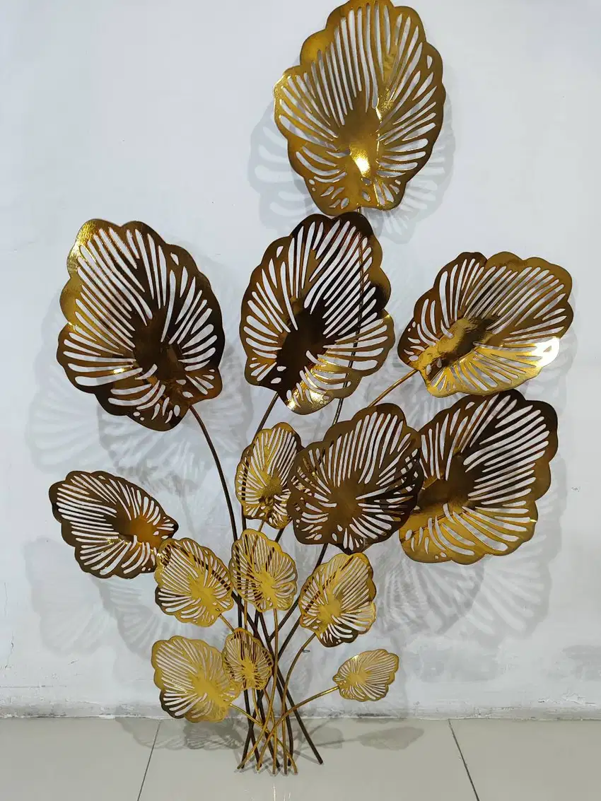 Wallart Golden Leaves Stainless Gold / Hiasan Dinding Daun B