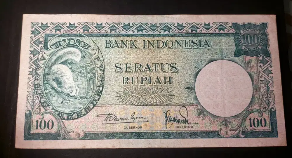 Uang kuno Indonesia 100 Rupiah 1957 Seri Hewan Tupai