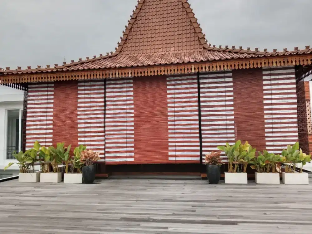 Tirai bambu motif garis