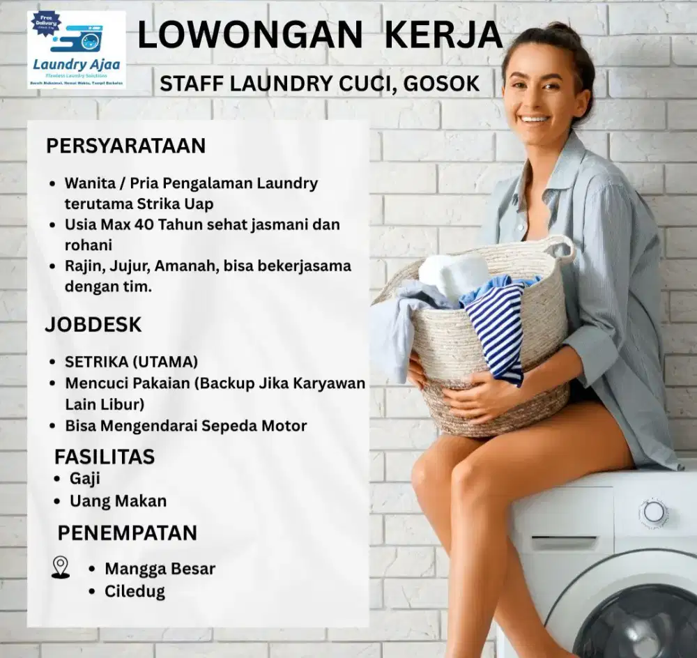 Di butuhkan karyawan Laundry