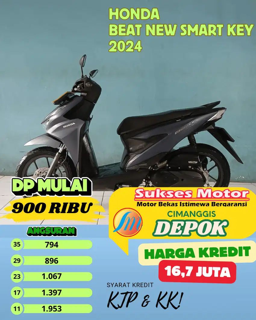 HONDA BEAT NEW TAHUN 2024 km low baru 2 ribu remot 2 ss lengkap