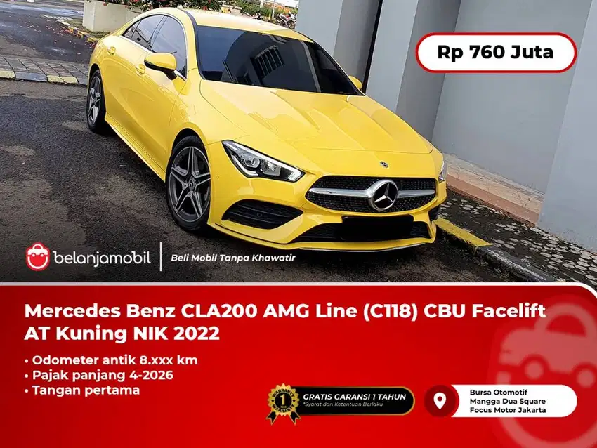 [KM ANTIK] Mercedes Benz Mercy CLA200 AMG Line CBU AT Kuning 2022/2023