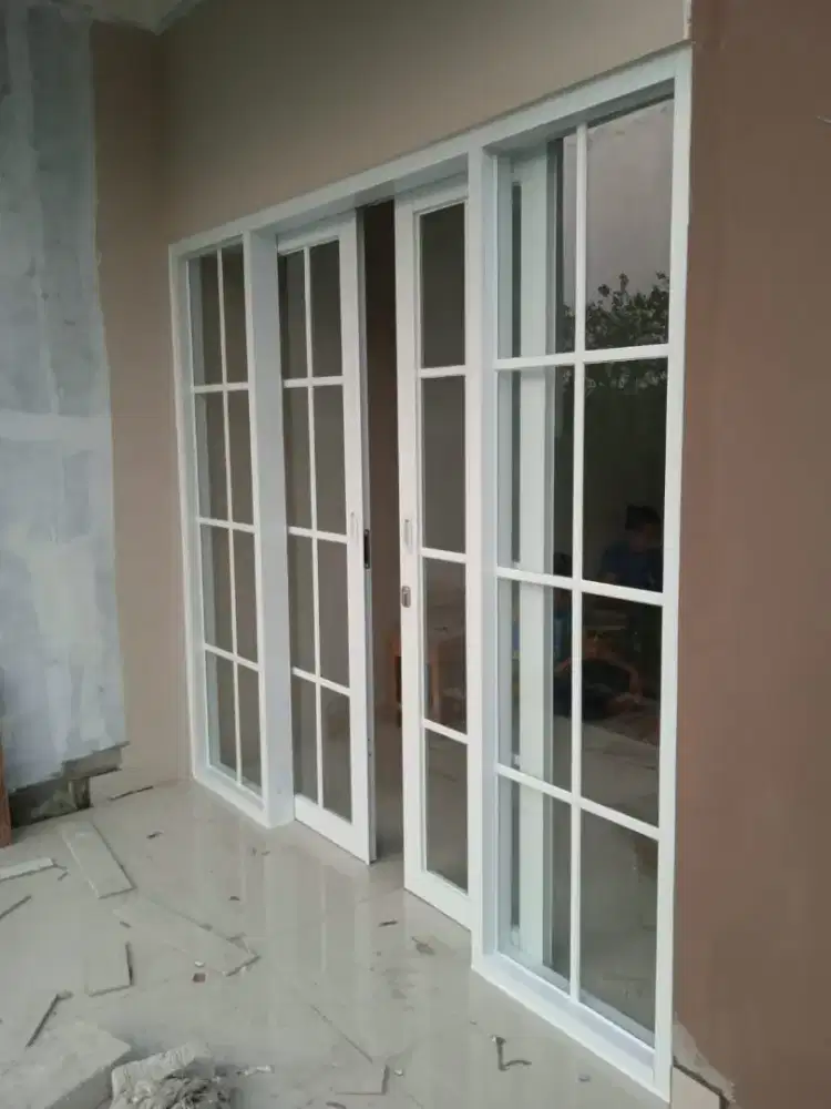 Pintu Geser Sliding dobel Mix kaca mati