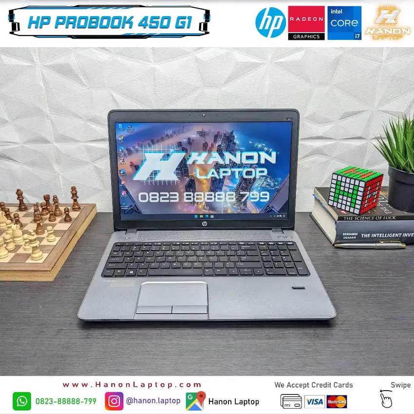 HP Probook 450 Gaming Desain i7 Radeon Ram 16GB Dual Drive Win 11 Ori