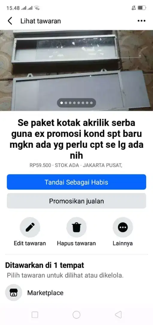 Sepaket kotak Akrilik ex toko promosi mgkn ada yg perlu murah sj cpt