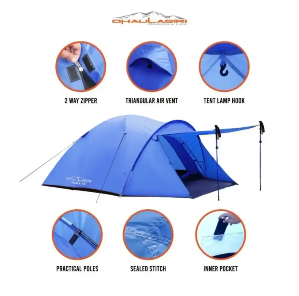 Tenda camping dhaulagiri Terra 45 Biru