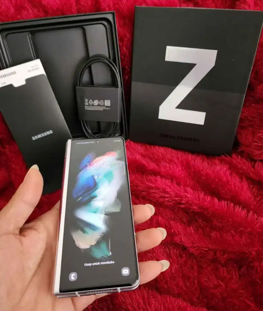 SAMSUNG ZFOLD 3 12/256 ORIGINAL SEIN FULLSET MULUS ( SILVER)