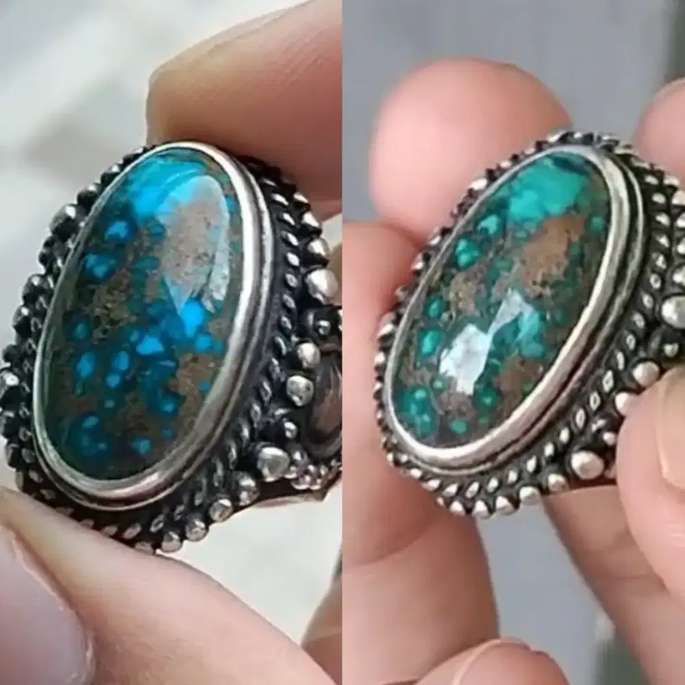 pirus persia gradasi ijo tosca ring perak tebal