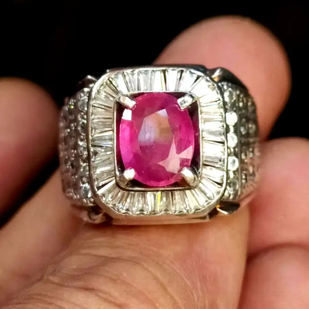 Sapphire Ring perak microsetting