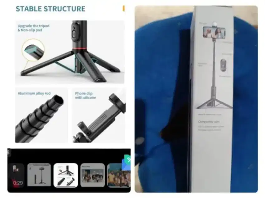 KIIP MINI SELFIE 01 STICK TRIPOD TONGSIS BLUETOOT