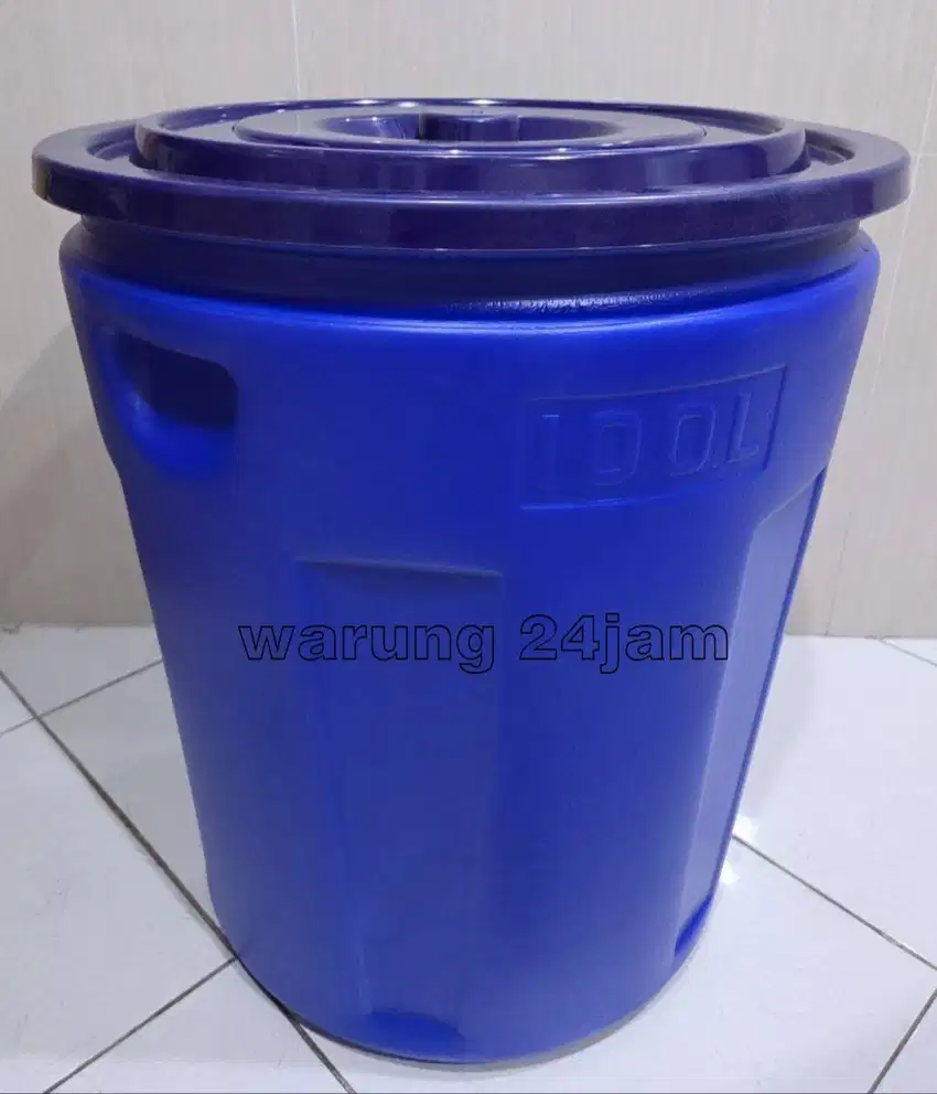 tong drum tutup bak penampungan air mandi tempat sampah 100 L plastik