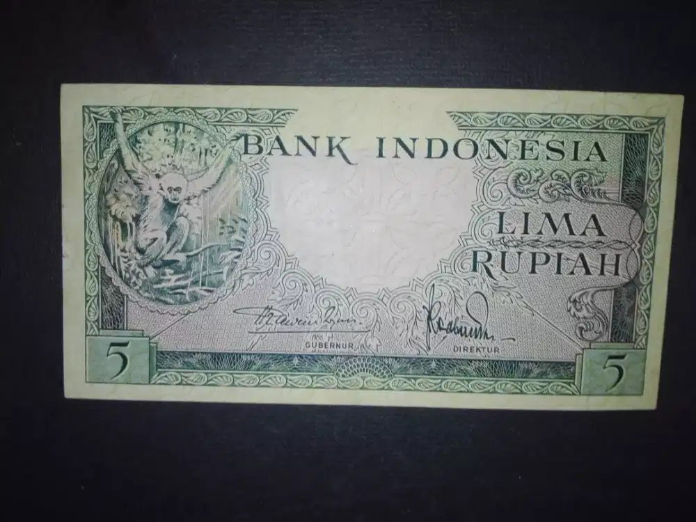 Uang Kertas Kuno Gambar Kera 1957.