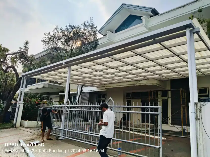 Kanopi alderon,kaca dab bajaringan