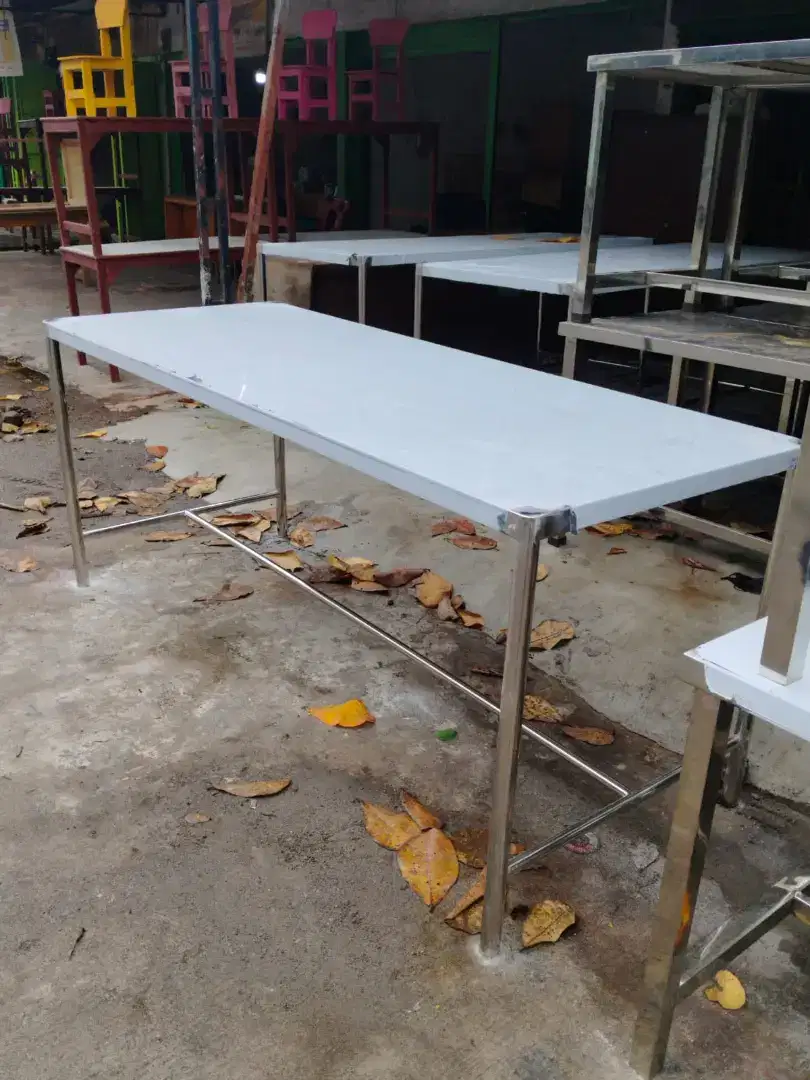 Meja stainless ukuran 234x112x80cm