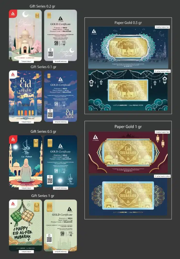 Emas Batang Logam Mulia Lotus Archi Idul Fitri Ramadan Antam 1 Gram