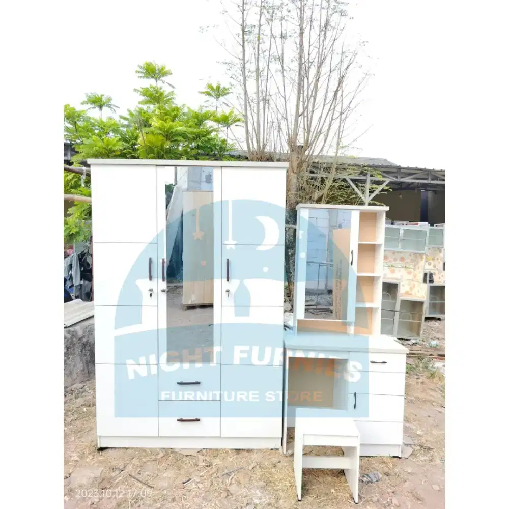 PAKET MEJA RIAS + LEMARI 3 PINTU / SET KAMAR MURAH / SESERAHAN
