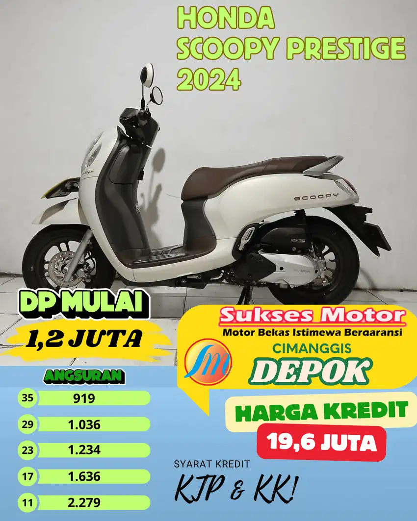 HONDA SCOOPY PRESTIGE TAHUN 2024 putih km low cash / kredit free onkir