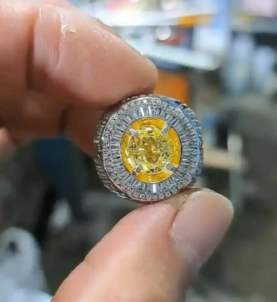 Cincin  yellow sapphire, 2crt up ring perak