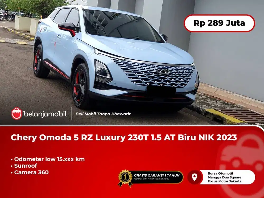 [SUNROOF] Chery Omoda 5 RZ Luxury 230T 1.5 Camera360 AT Biru 2023/2024