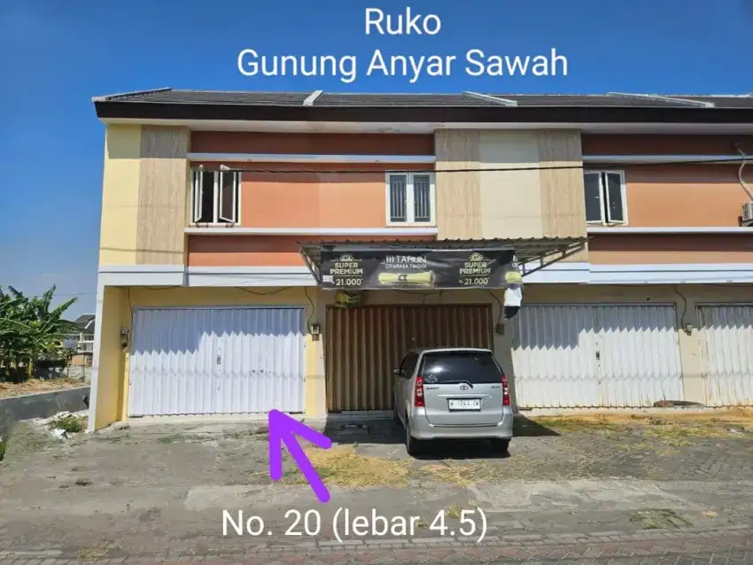 Dijual  ruko raya gunung anyar sawah