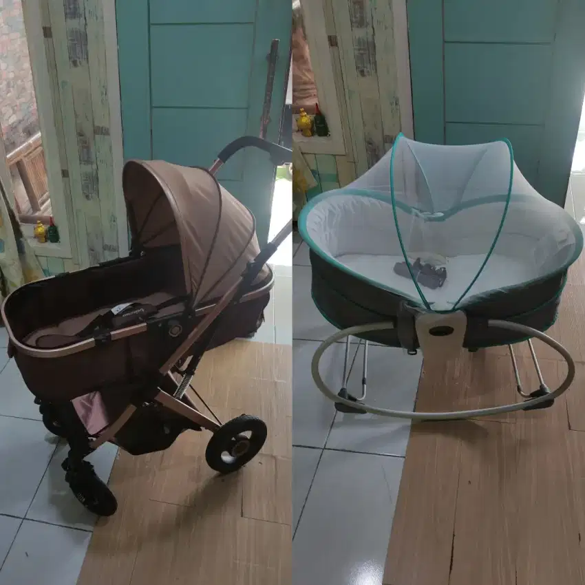 Jual satu paket Stroller & Baby bouncer preloved