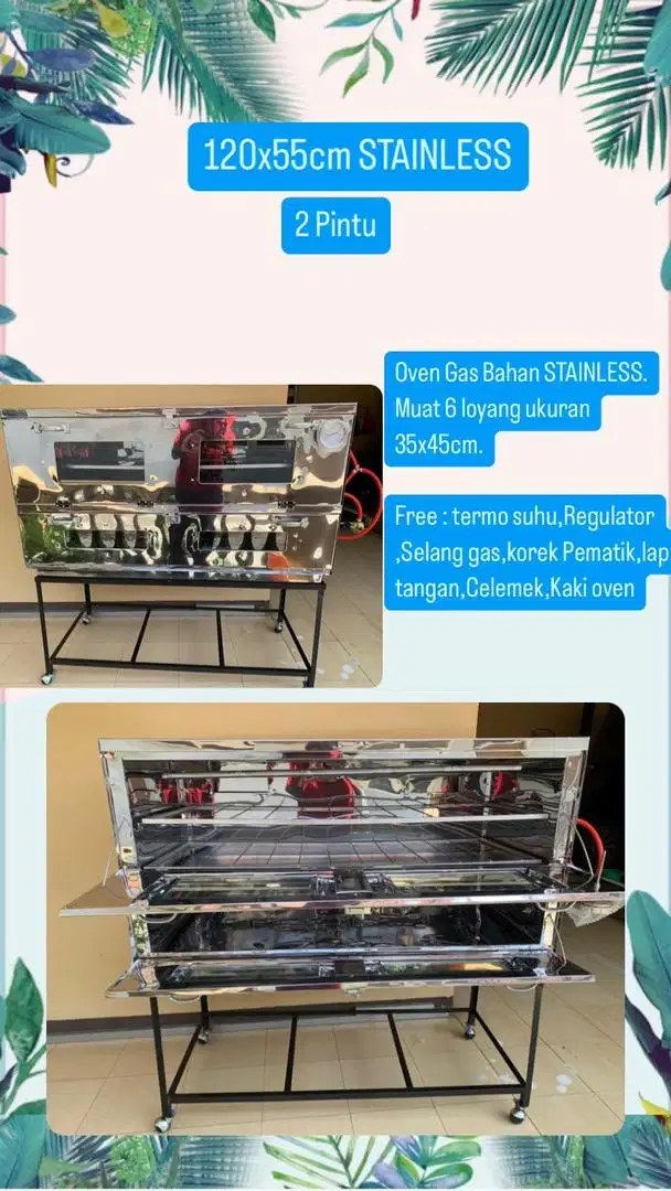 Oven gas 120x55cm Stainless cocok untuk kue lebaran
