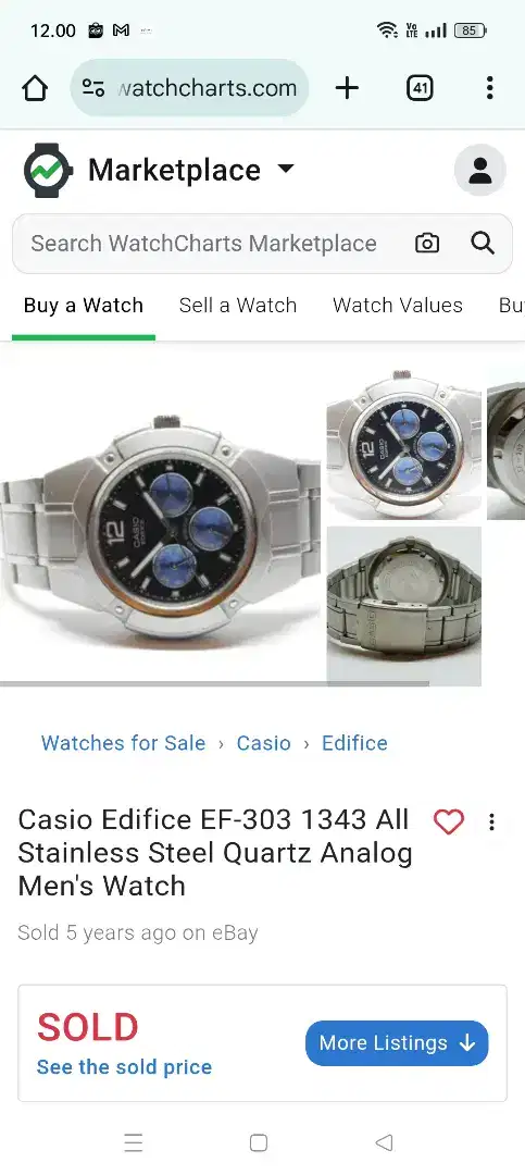 Jam Tangan Stainless Steel Casio Edifice EF 303 Cronograph