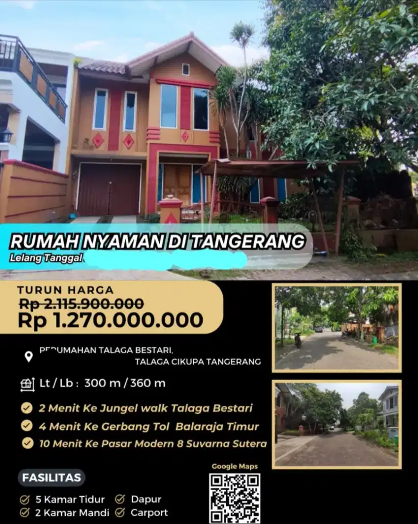 Dijual Rumah Perumahan Talaga Bestari Cikupa