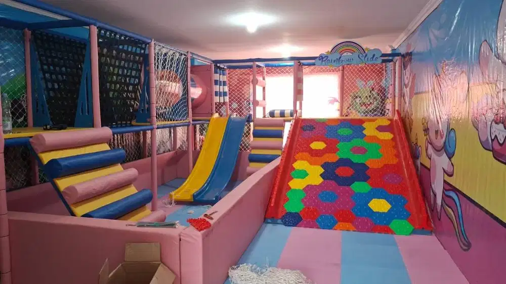 playground indoor set mandi bola trampolin softplay rainbow slide mini