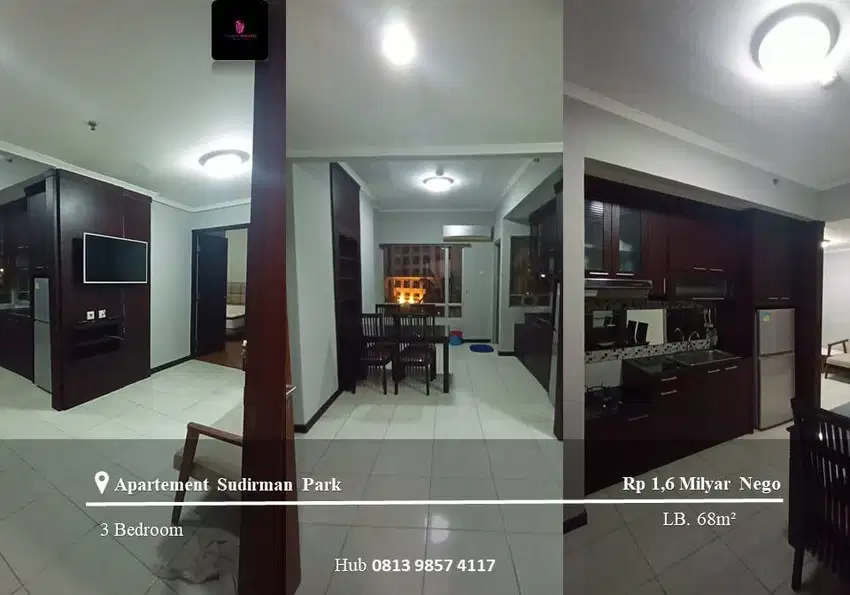 Dijual Apartement Sudirman Park Low Floor 3BR Full Furnished Tower B