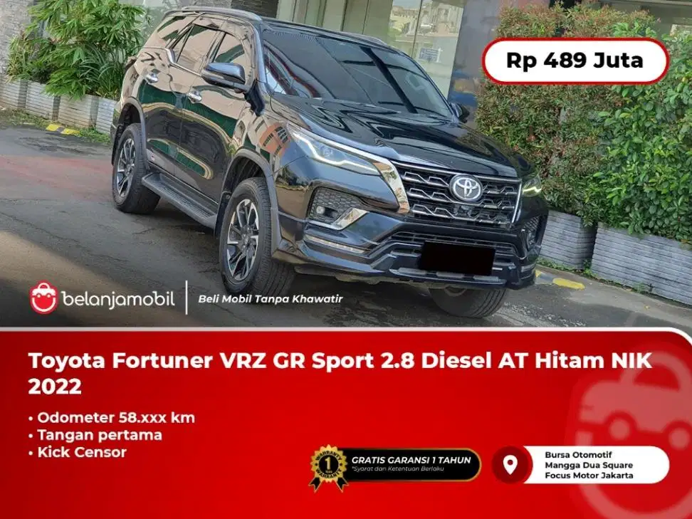 Toyota Fortuner VRZ GR Sport Kicksensor 2.8 Diesel AT Hitam 2022/2023