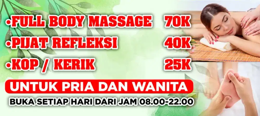 Dibutuhkan 1 terapis pijat(terapis wanita yg dibutuhkan)