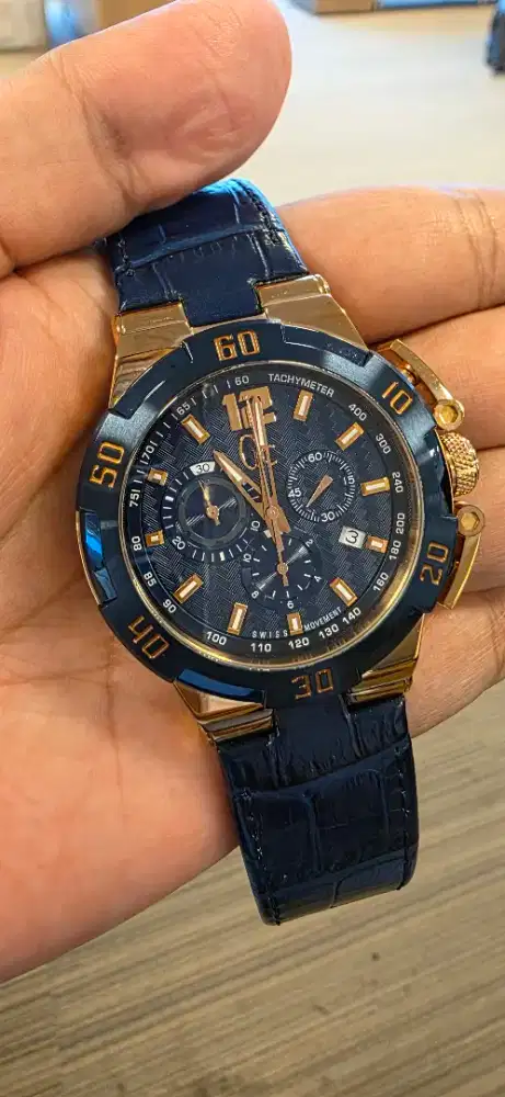 Jam tangan Arloji pria GC Guess Collection Blue Gold Original