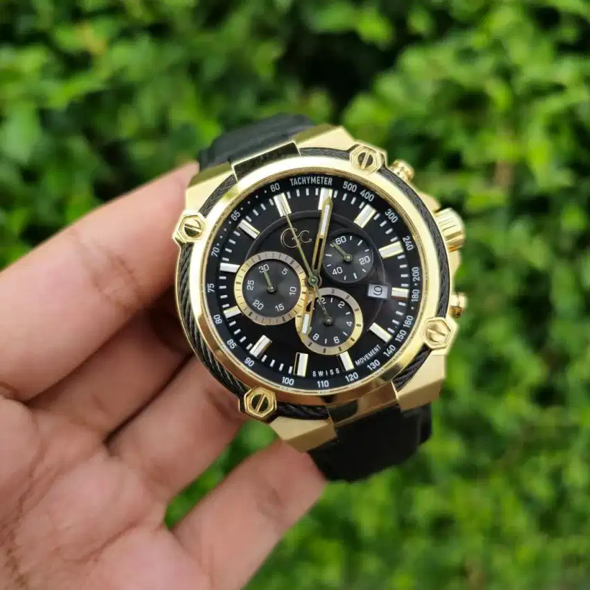 Jam tangan Arloji Pria GC Guess Collection Black Gold original