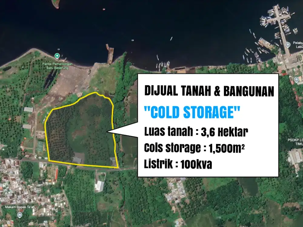 Dijual tanah + Gudang cold storage di Lombok timur