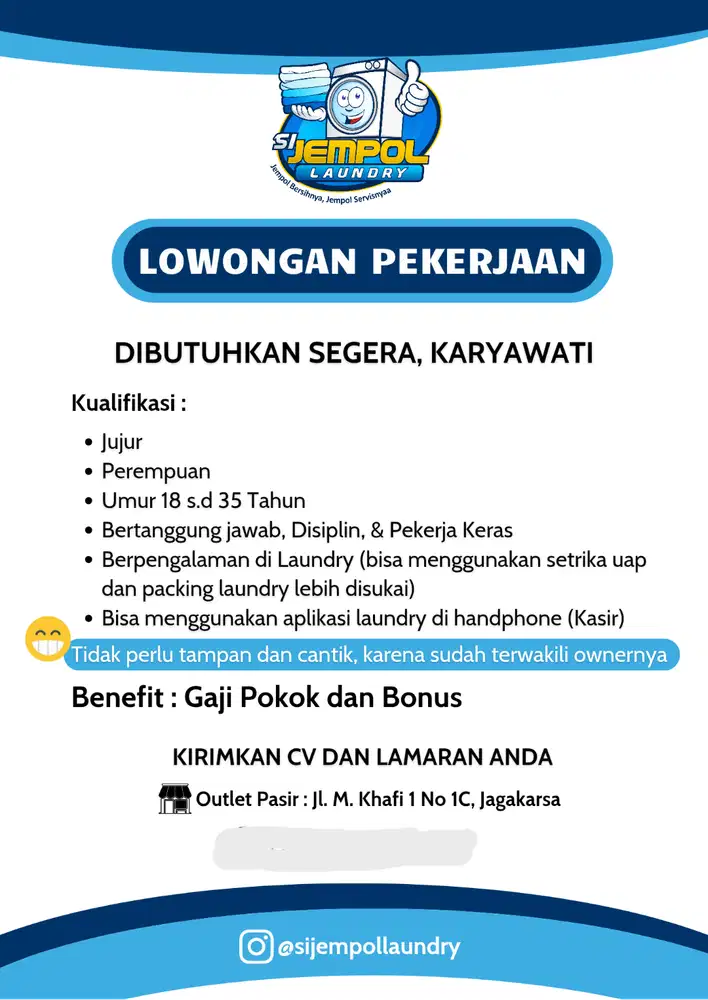 LOWONGAN KARYAWATI LAUNDRY