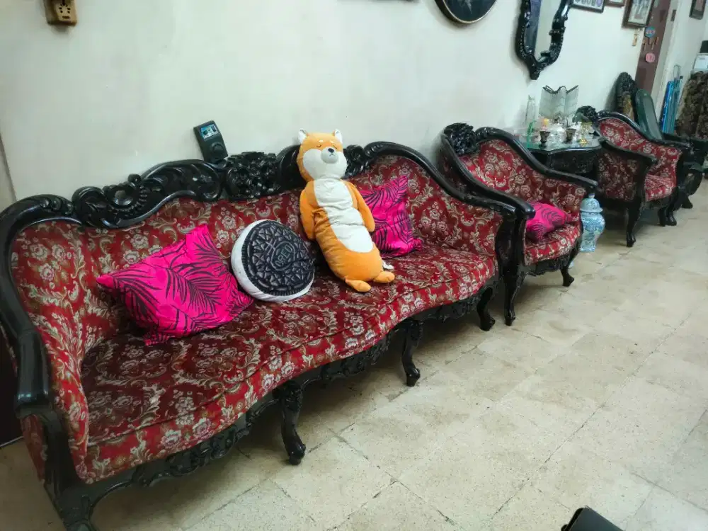 1 Set Kursi Tamu Jati Asli Antik