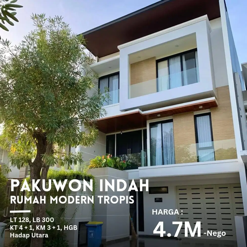 Dijual Rumah Modern Tropis Minimalis Pakuwon Indah Mansion