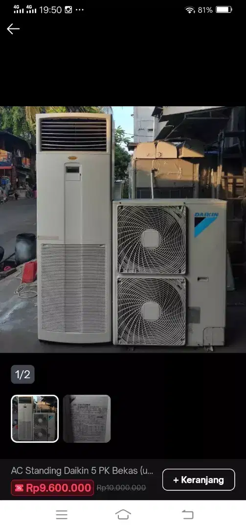 AC Daikin Standing 5 PK second + pasang
