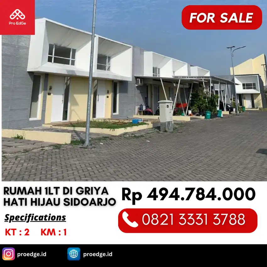 Jual Rumah Griya Hati Hijau Harga Murah Lokasi Bagus di Candi Sidoarjo