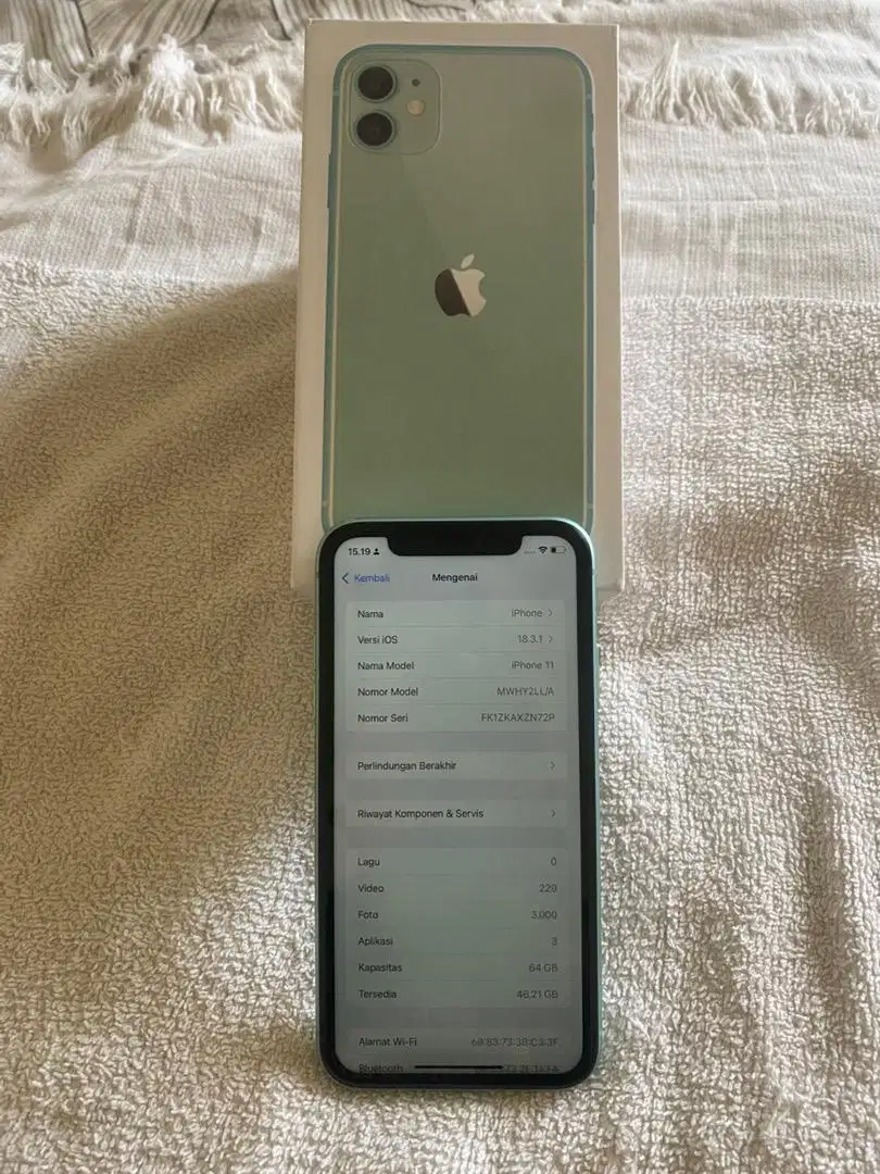 Iphone 11 Green 64gb All Operator mls ex inter face id on true tone on