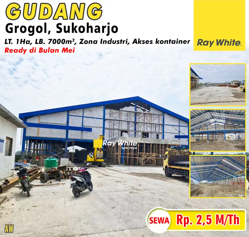 Disewakan Gudang Baru, Zona Industri, Grogol, Sukoharjo (mei 2025)