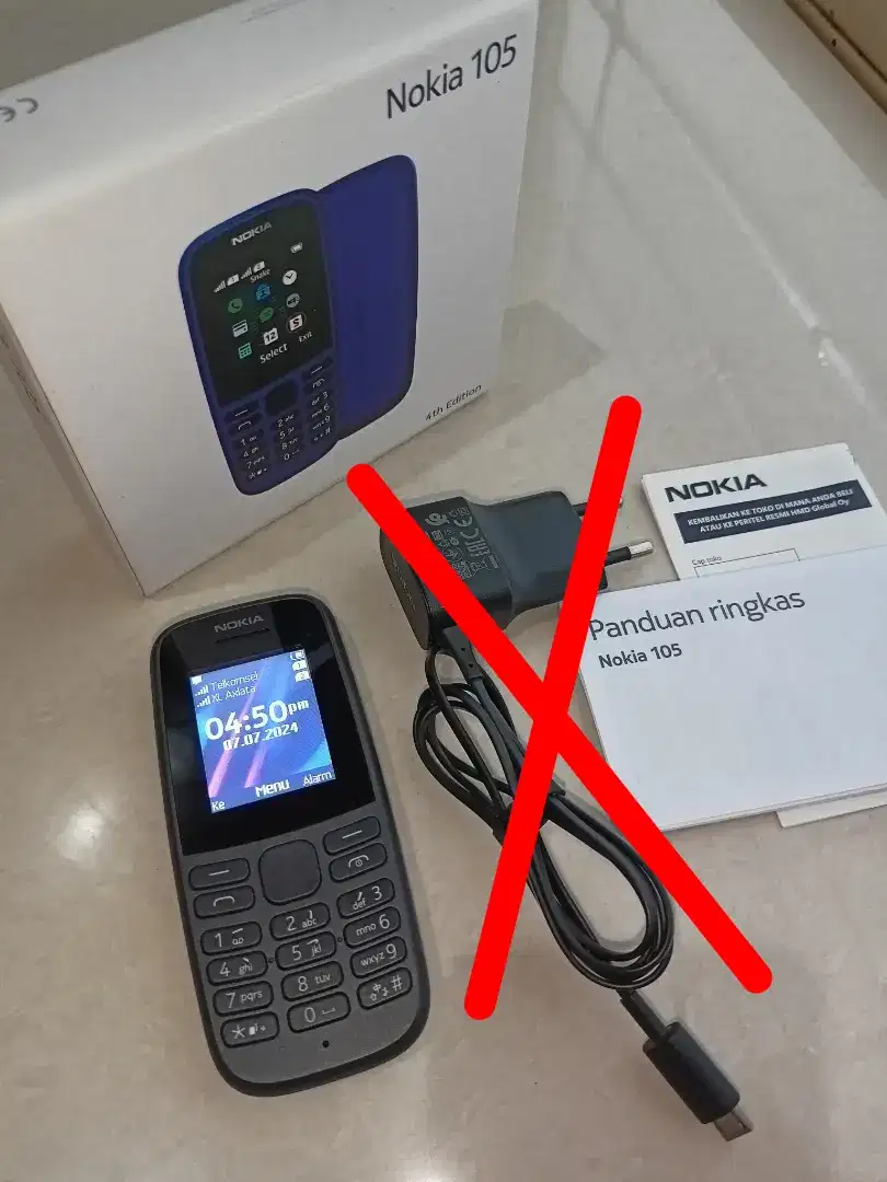 Nokia 105 Dual Sim Card Edisi ke 4 Original Tanpa Charger
