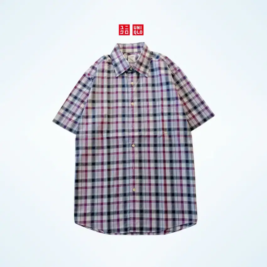 KEMEJA UNIQLO KOTAK-KOTAK LENGAN PENDEK