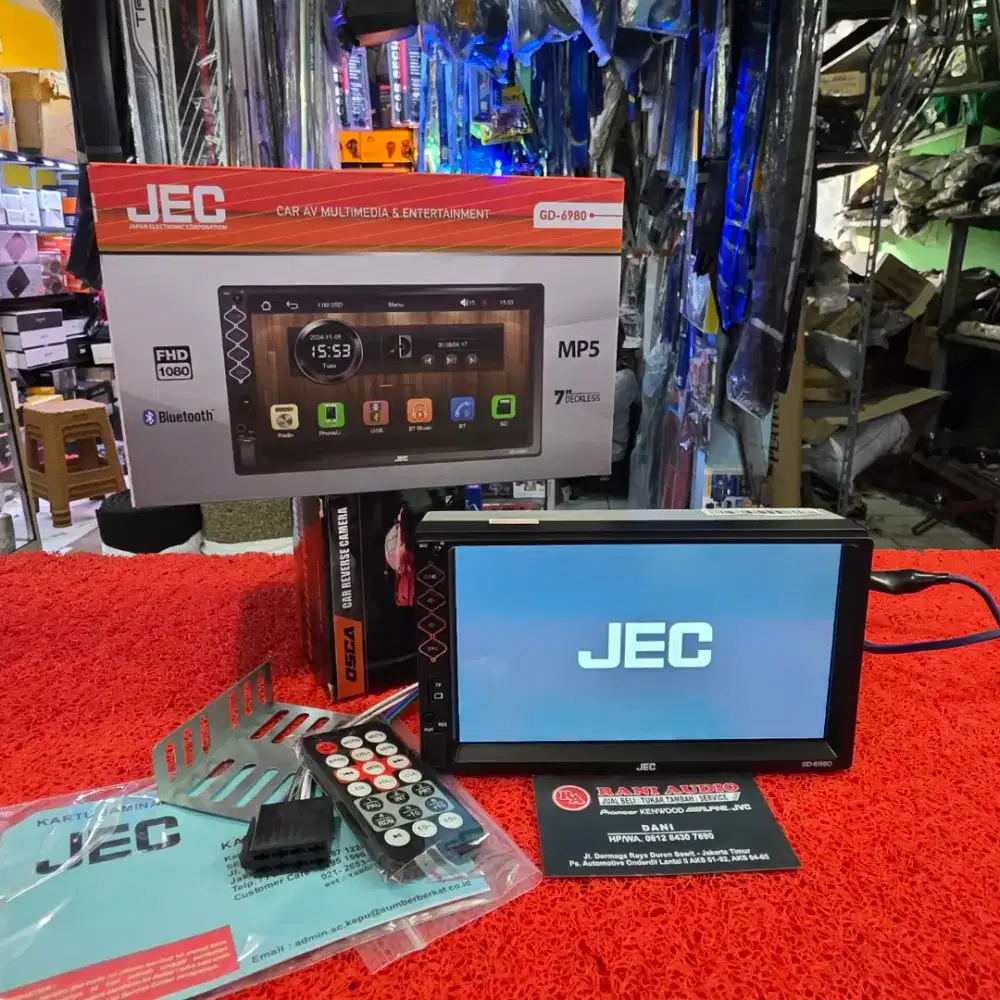 Head Unit Deckless JEC GD-6980 FHD 1080 Bluetoorh USB Aux Radio